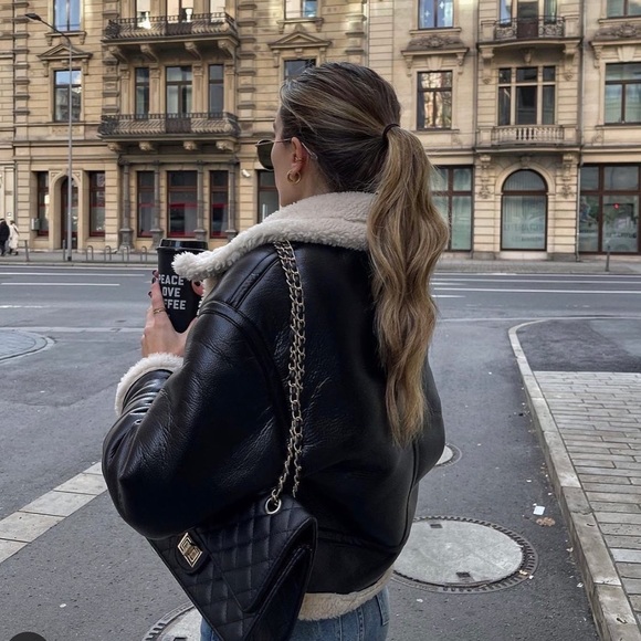 Zara Shearling Cropped Jacket - Picture 3 of 4